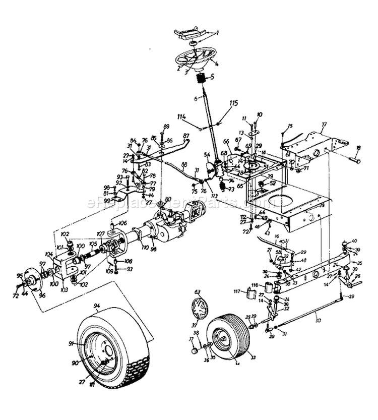 Page J Diagram and Parts List for 1361614G701 1996 Yard Man Lawn Tractor